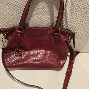 Elegant Red Crocodile-Embossed Handbag
